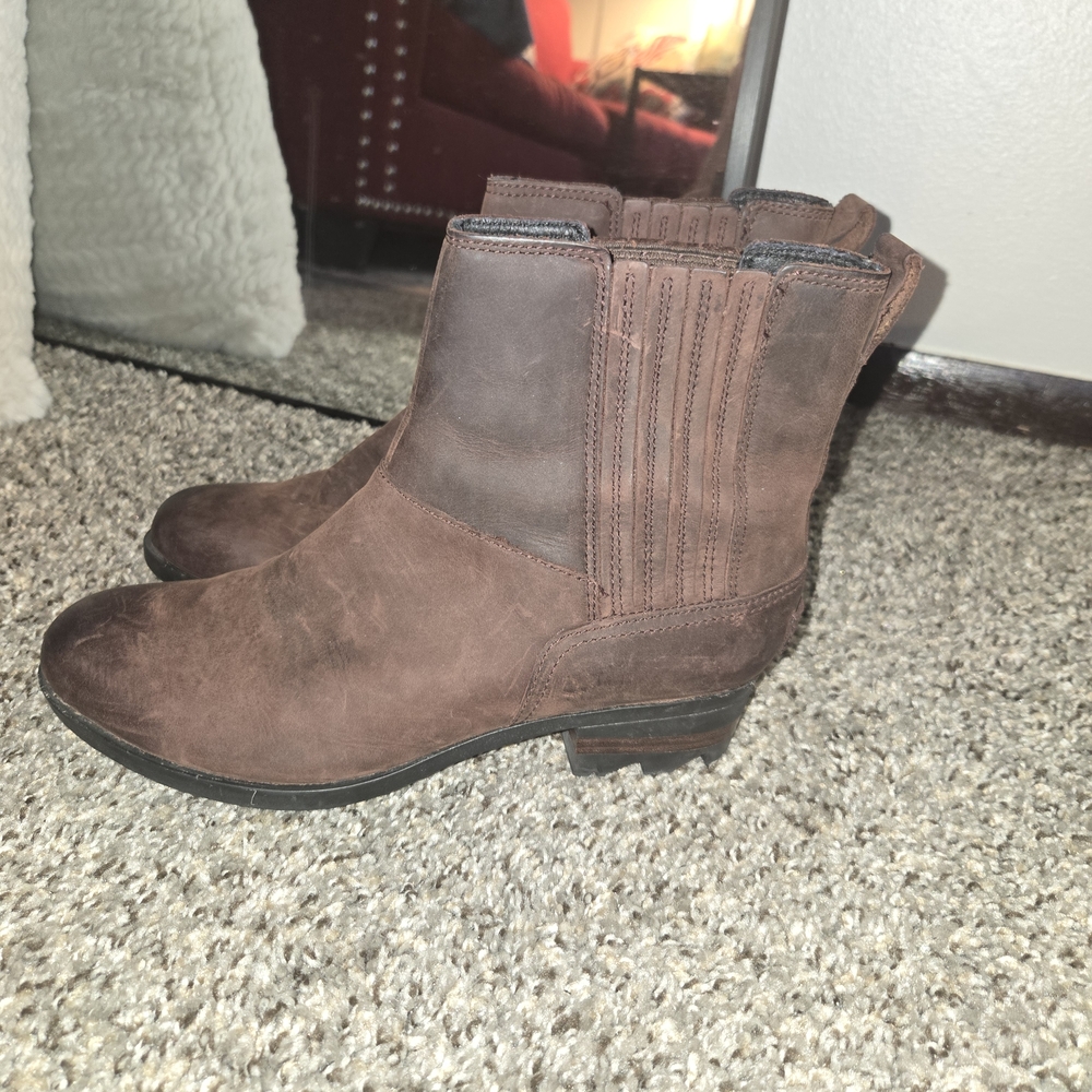 Sorel Brown Leather Ankle Boots Booties